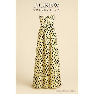 J.Crew Collection Ruched Maxi Dress in Luster Georgette Plus 22W | Yellow Floral